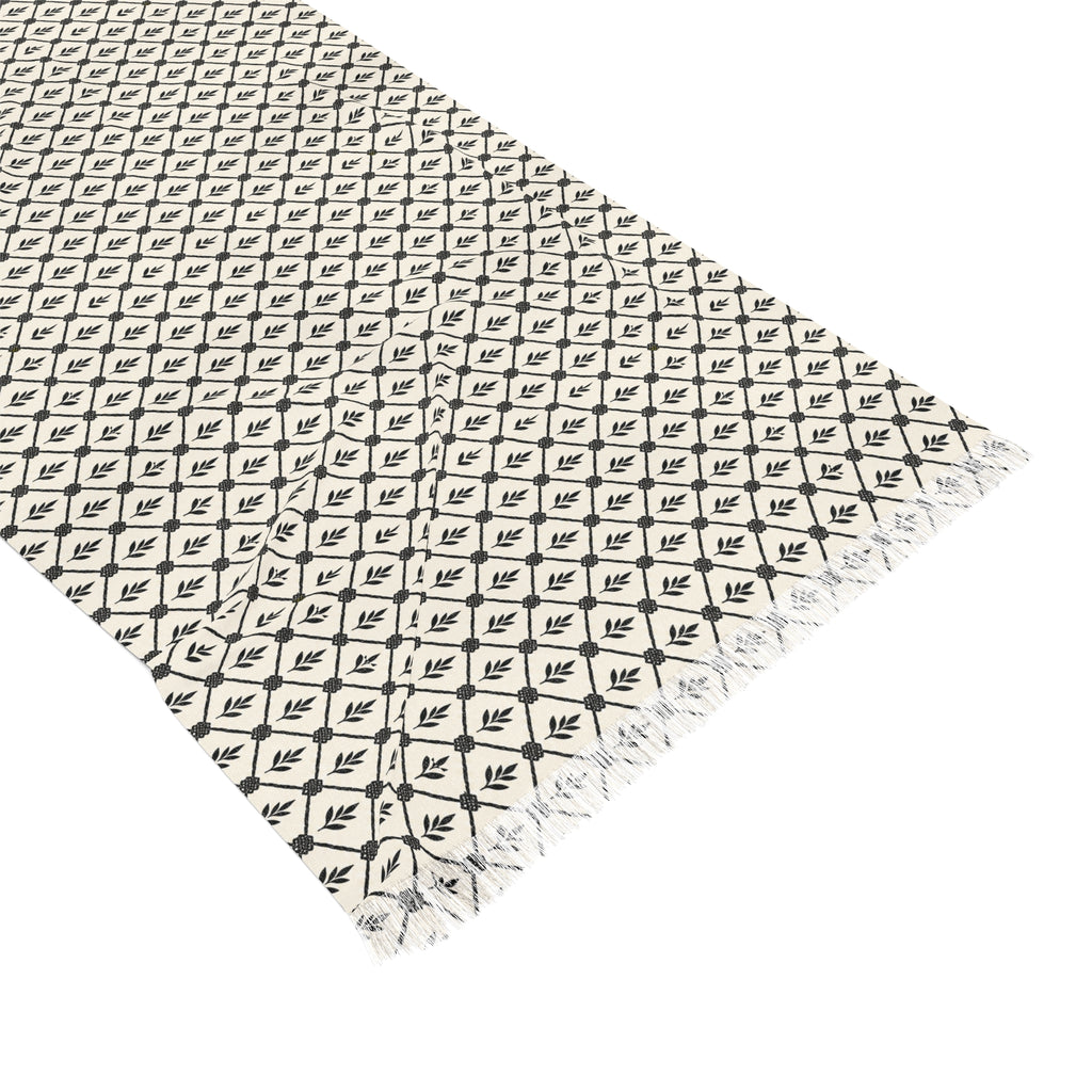 Black-and-ivory keffiyeh-inspired long scarf, product view 4
