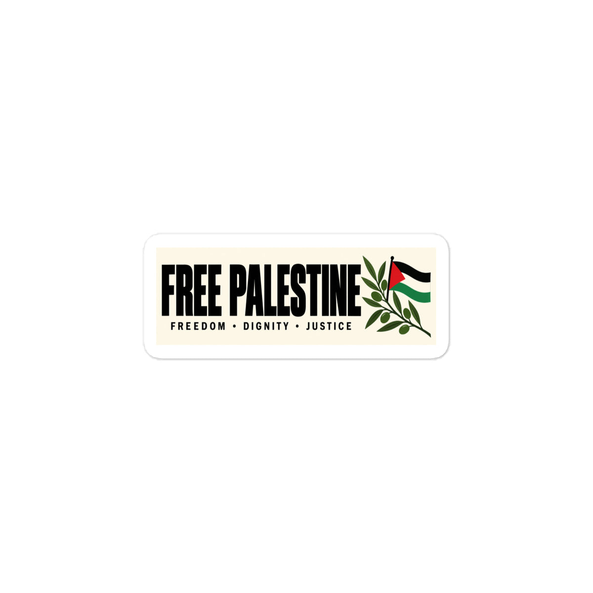 Free Palestine Bumper Sticker Decal — front view