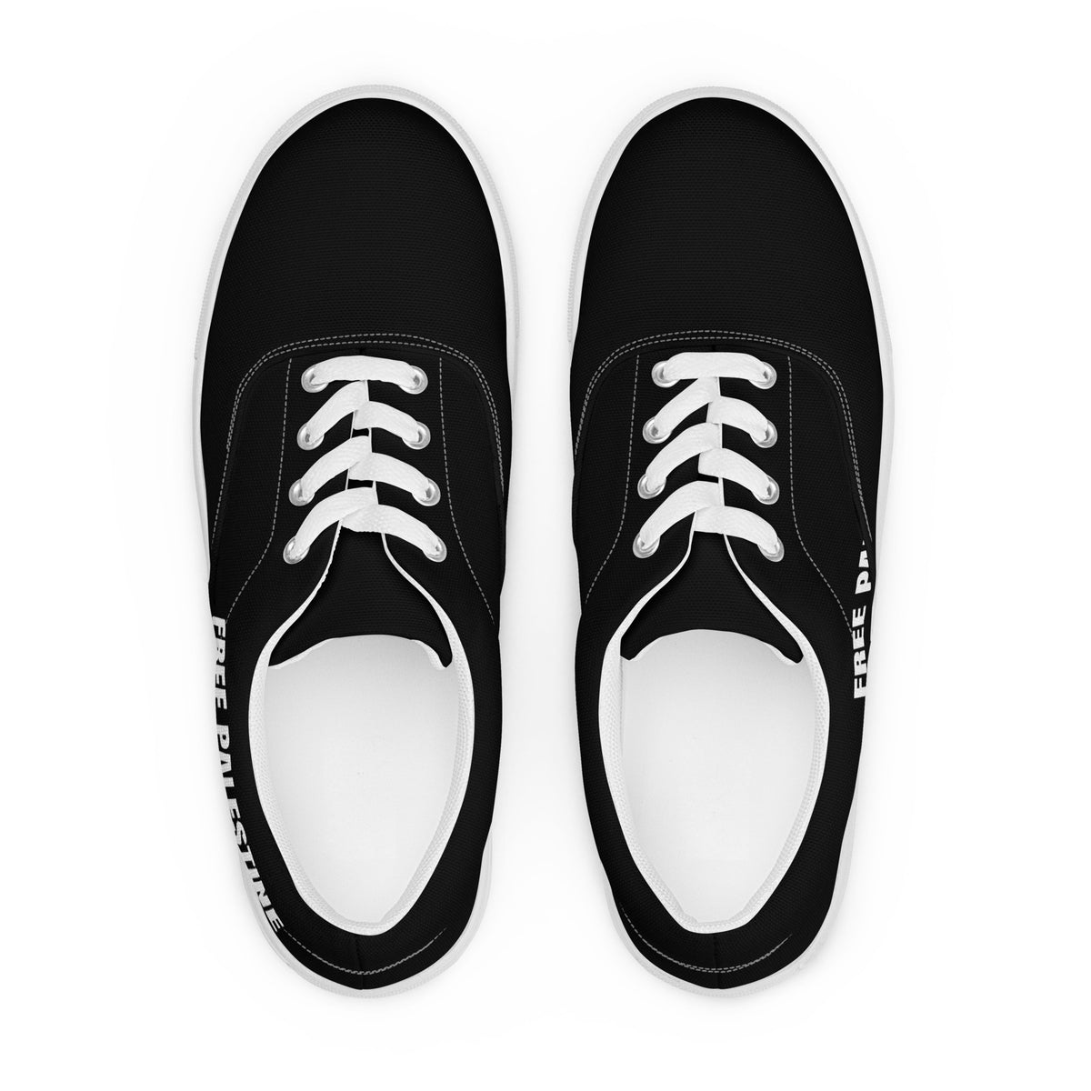 Black Free Palestine sneakers, top view