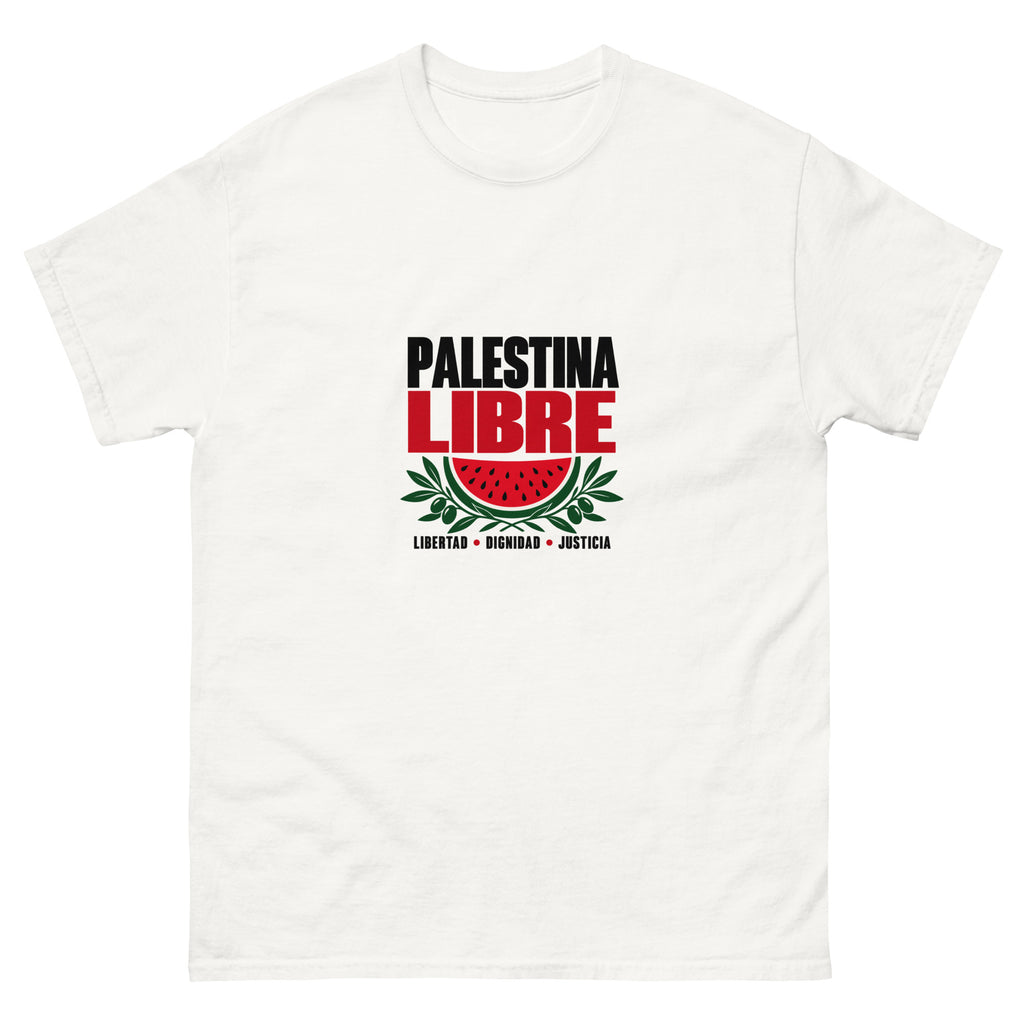 Palestina Libre — Camiseta solidaria — white front mockup