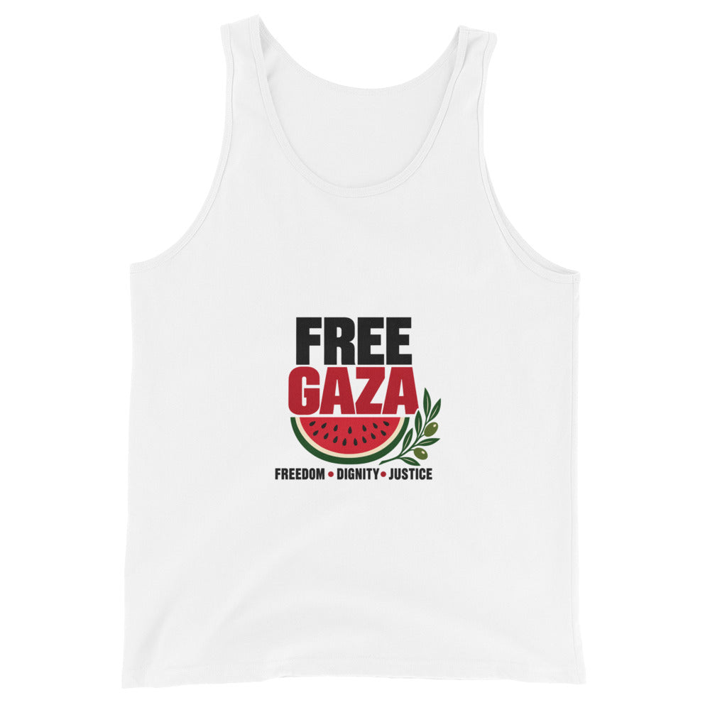 Free Gaza Tank Top — white front mockup